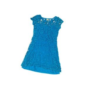 Blue vintage crochet lace mini dress
